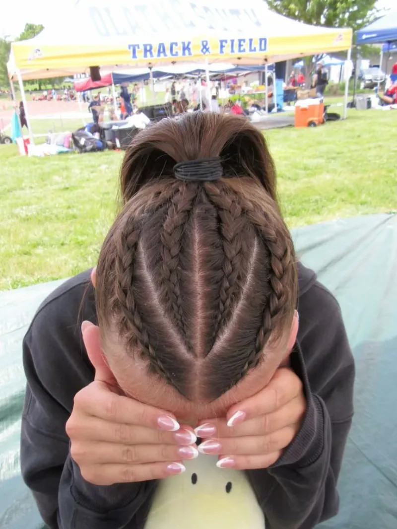 Cornrows Converging to High Ponytail Cornrows Converging to High Ponytail — Track Hairstyles