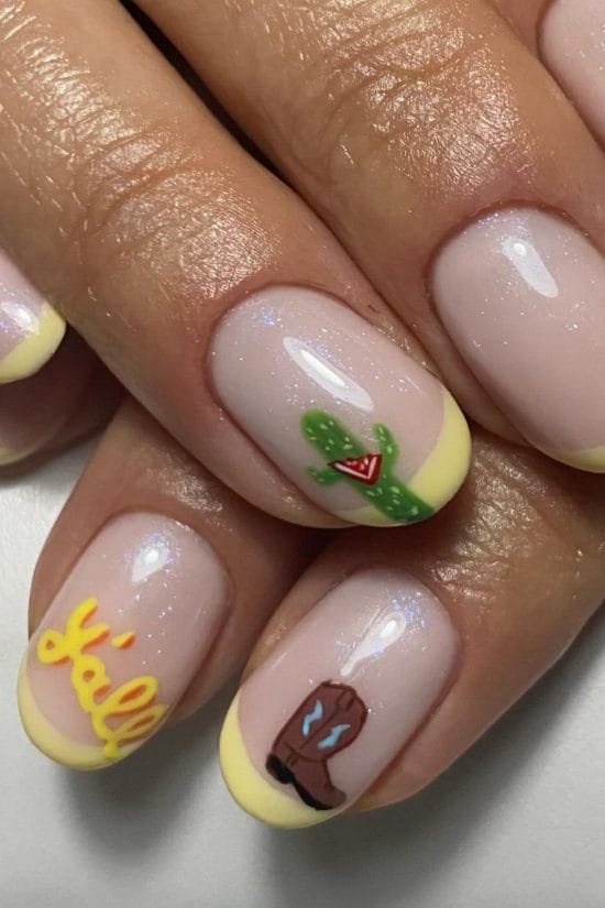 Cowboy Boot & Cactus French Tips — Girls Trip Nails