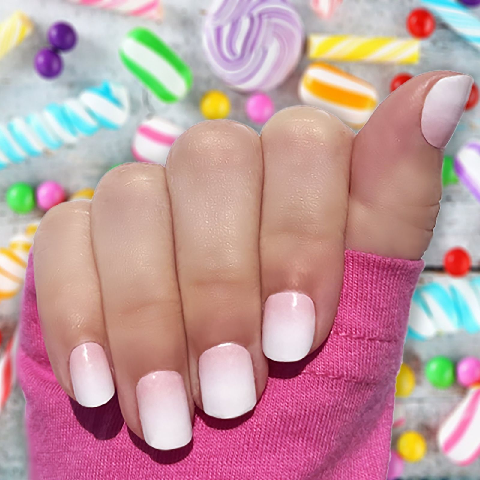 Pink and White Ombre Medium Square — Nails for Little Girls