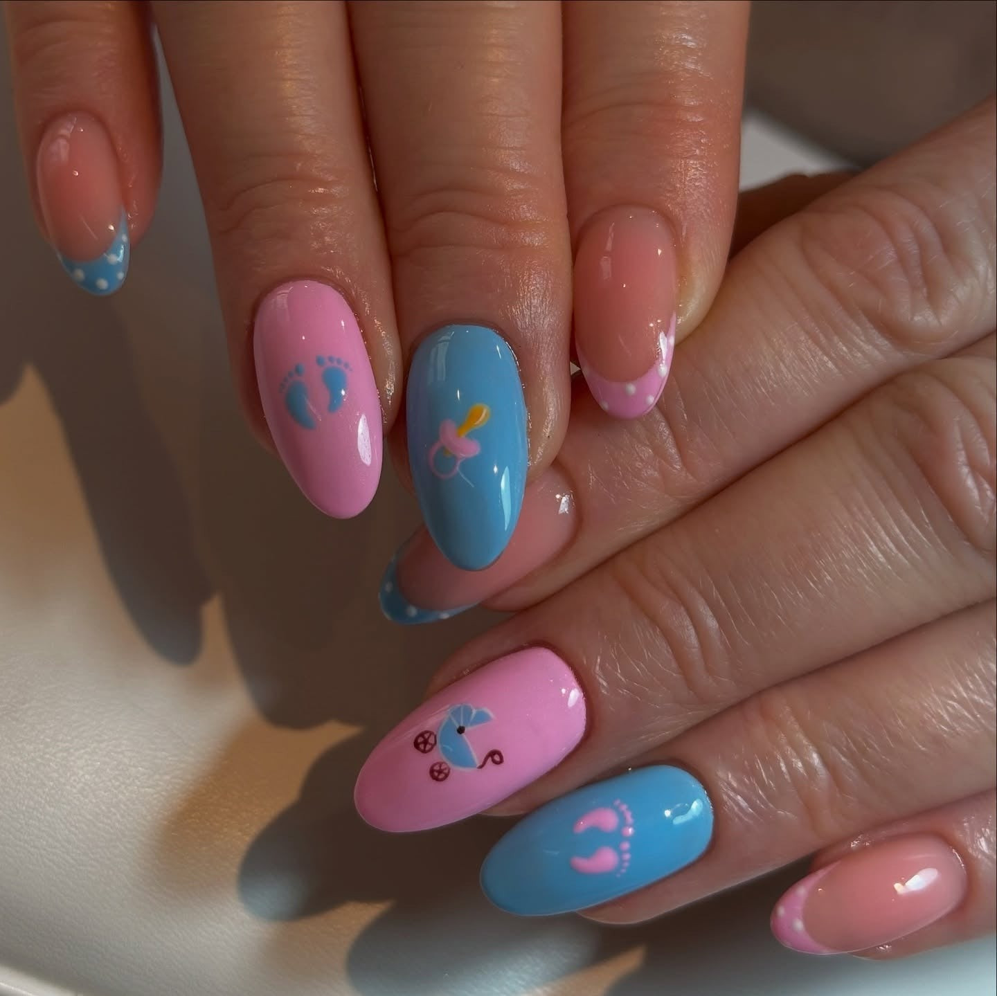 Sweet Baby Decal French Tips Sweet Baby Decal French Tips — Gender Reveal Nails
