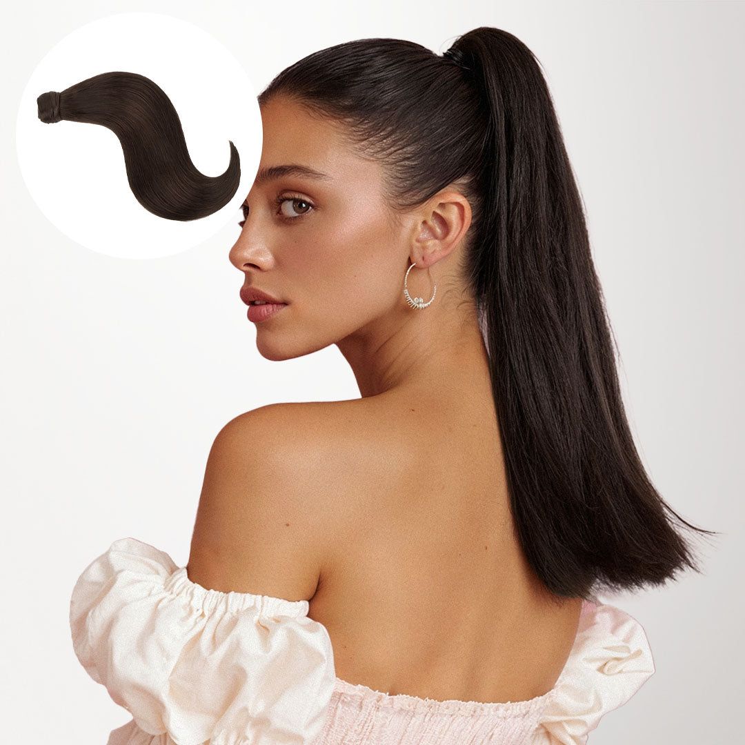 Dark Brown Ponytail With Wrap-Around — Ponytail with Extensions
