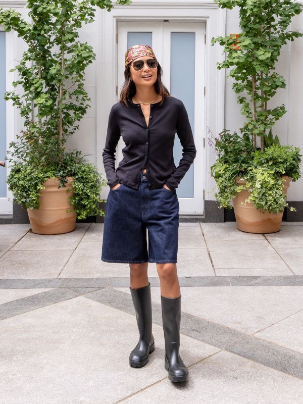 Casual Cool: Denim Jorts and Tall Boots Casual Cool: Denim Jorts and Tall Boots — Boston Outfits