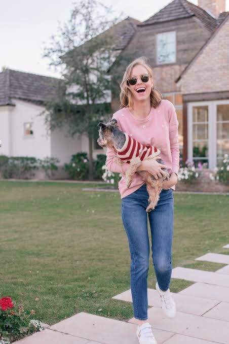 Cozy Layers with Striped Sweater and Jeans — Round Sunglasses Outfits