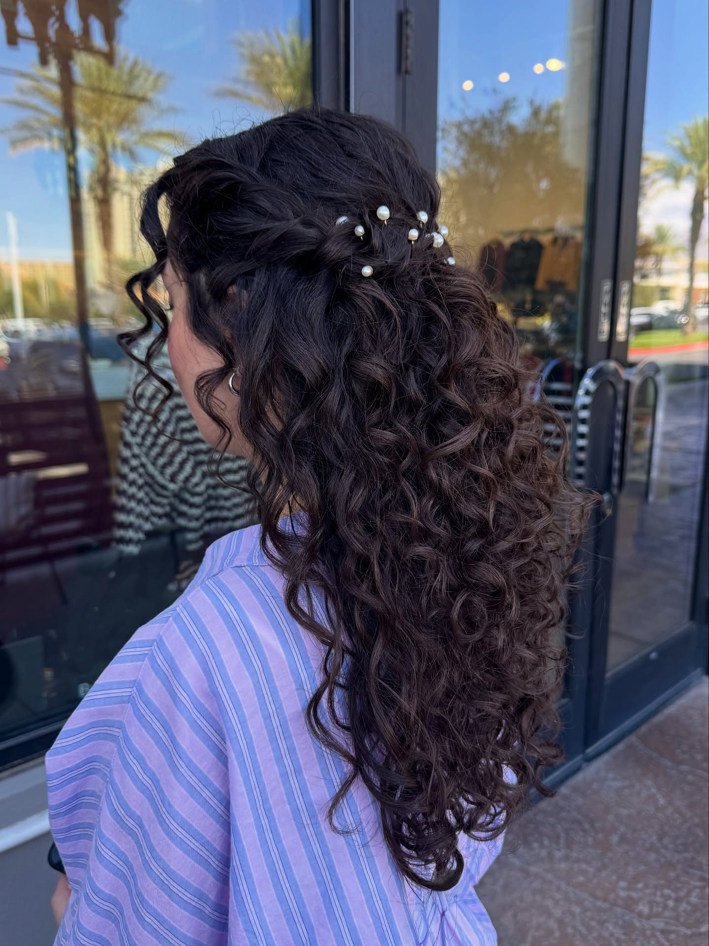 Dark Brown Half-Up With Braided Curls Dark Brown Half-Up With Braided Curls — Updos for Long Hair