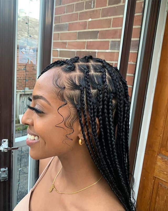 Thick Box Braids With Defined Baby Hairs Thick Box Braids With Defined Baby Hairs — Straight Back Braids