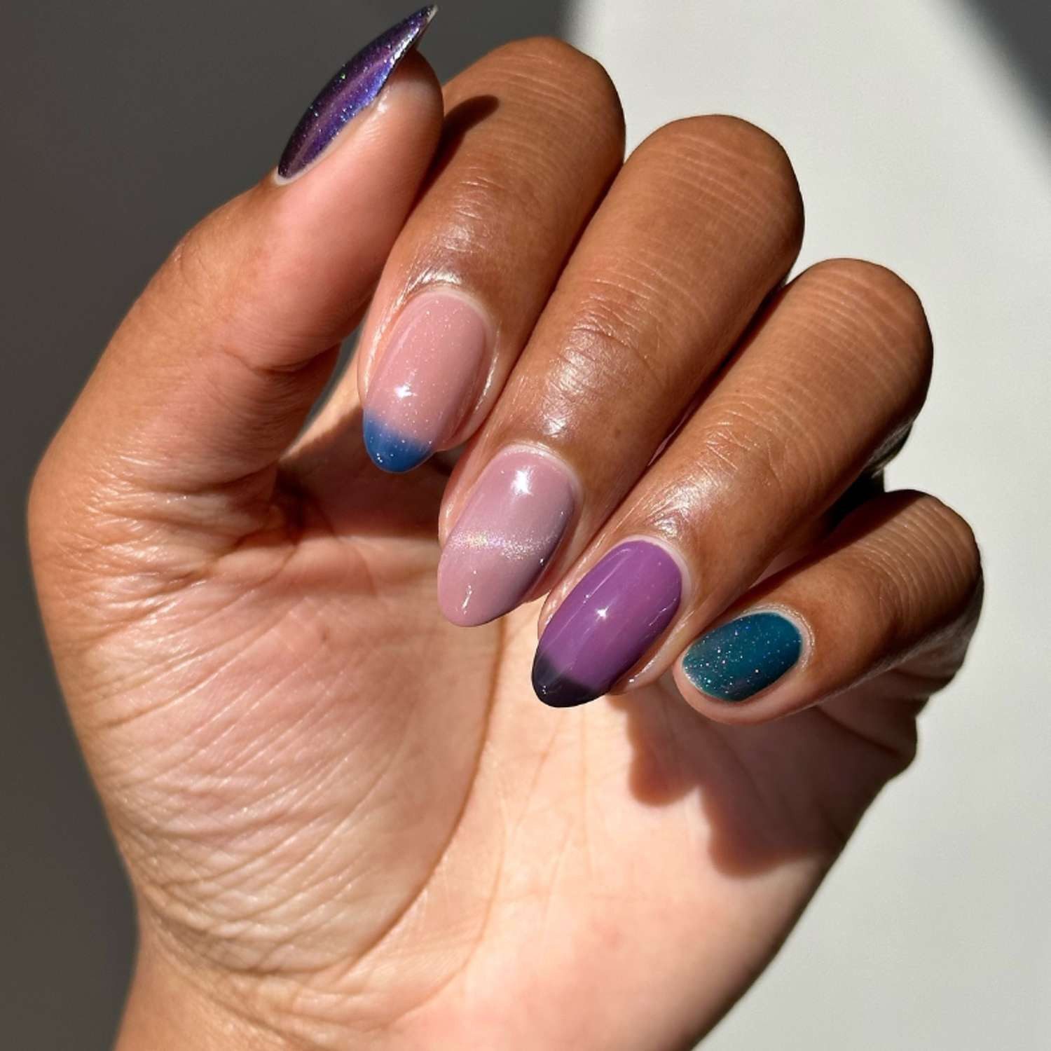 Gradient Ombre Skittle Almond Nails Gradient Ombre Skittle Almond Nails — Skittle Nails