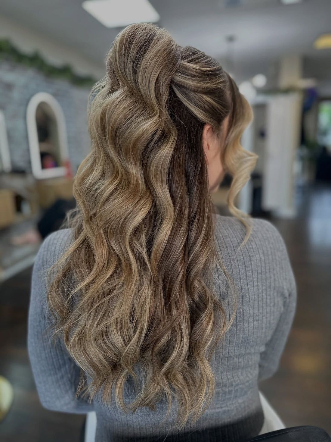 Ash Brown Voluminous Twist — Half Up Half Down Wavy Hair