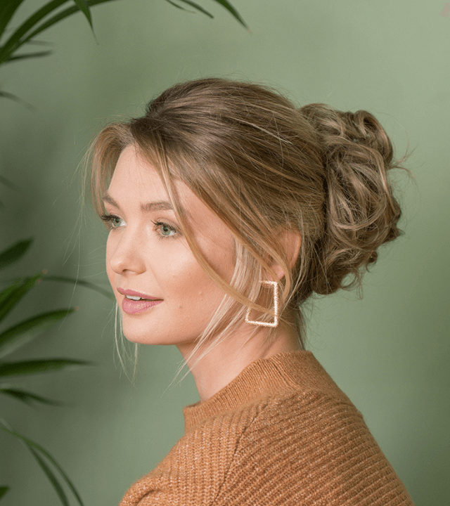 Loose Messy Bun with Side Part