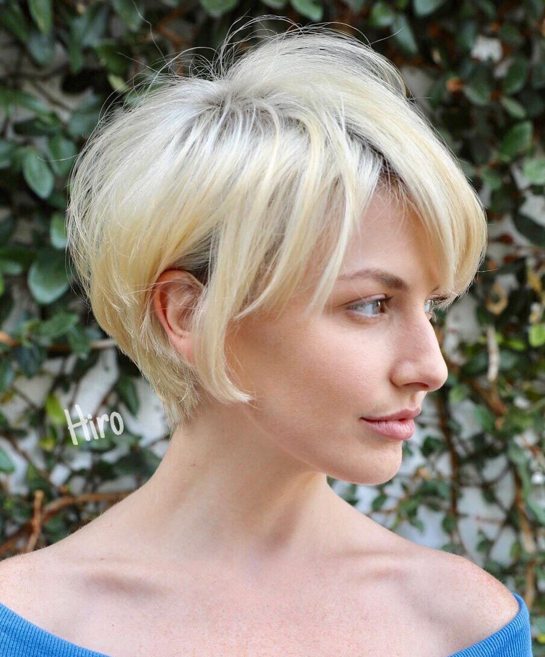 Layered Ash Blonde Pixie With Side Bangs Layered Ash Blonde Pixie With Side Bangs — Long Pixie