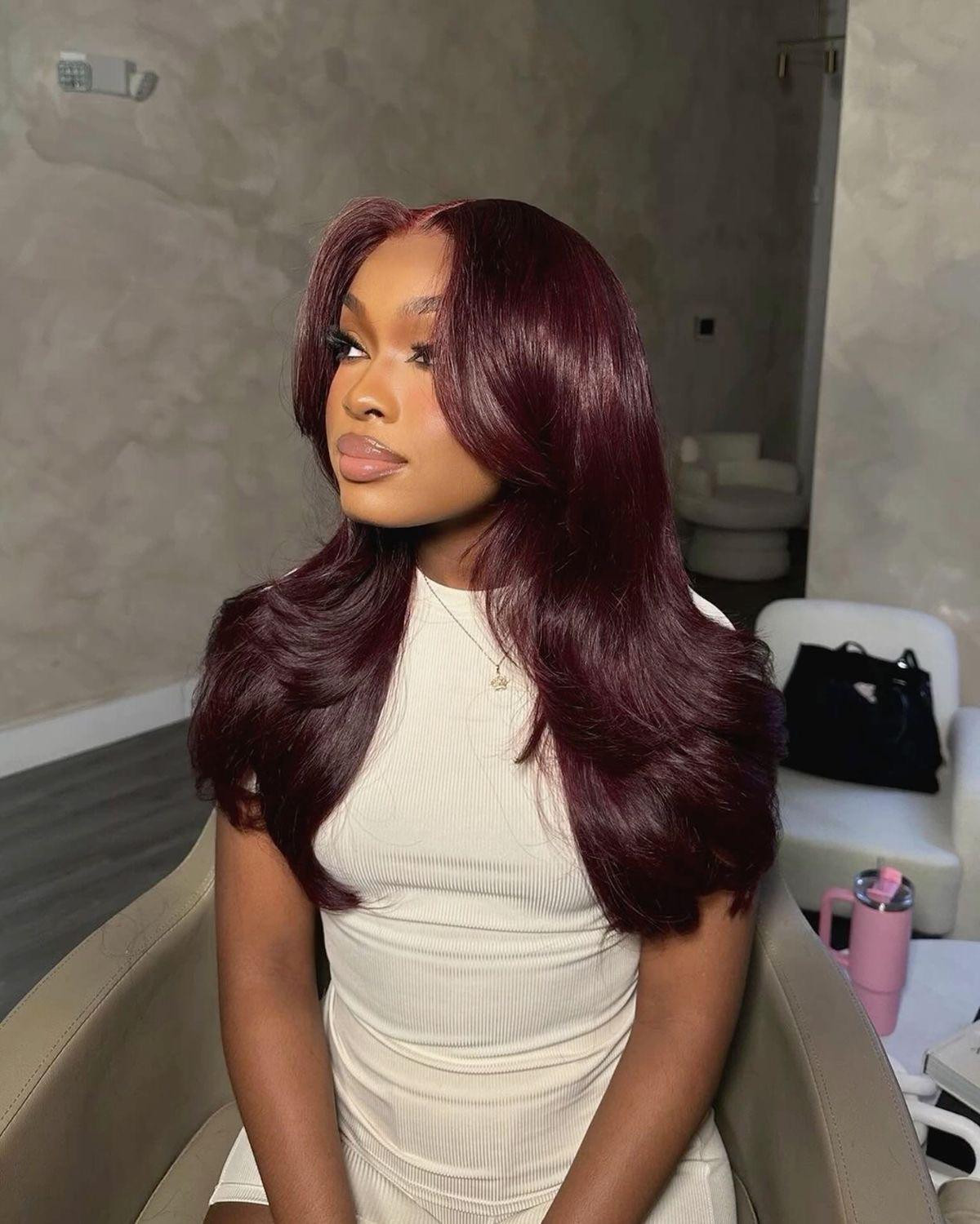 Dark Cherry Red Bob Dark Cherry Red Bob — Red Hair on Black Women