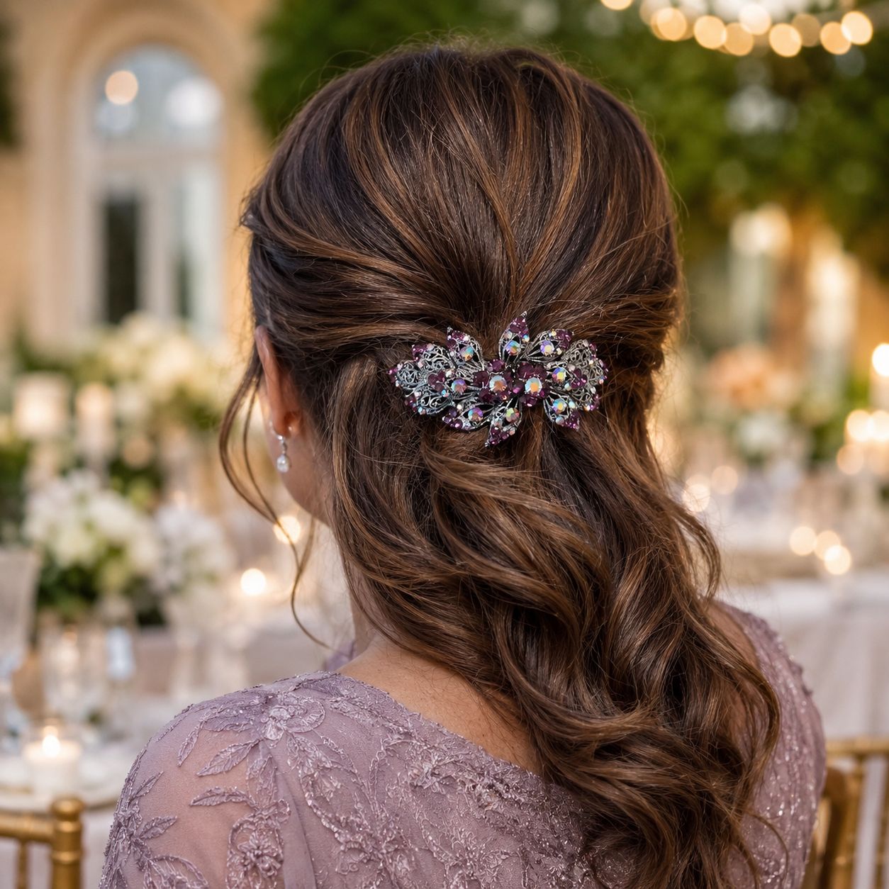 Textured Blonde Low Bun with Jewels — Church Hairstyles