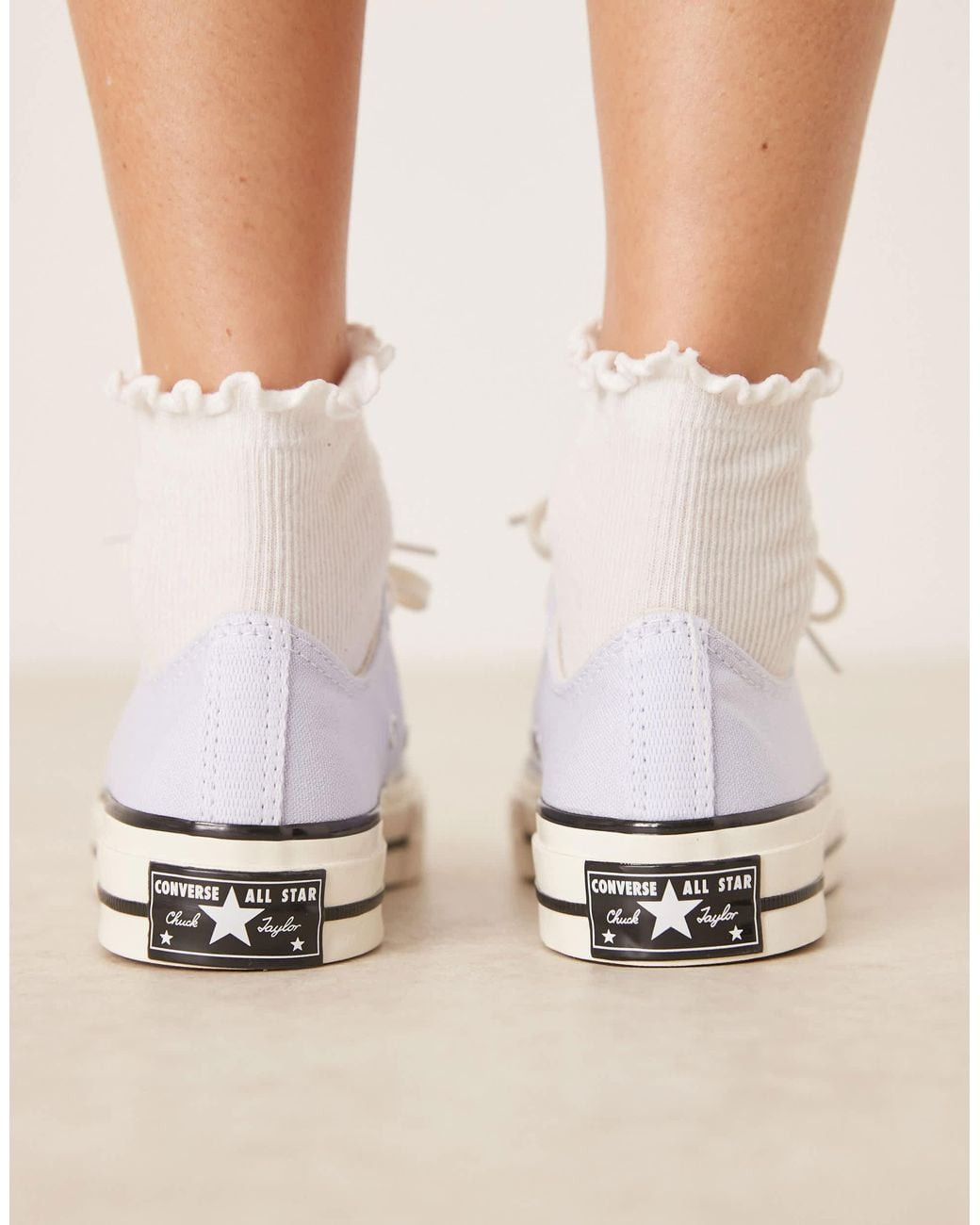 Feminine Touch with Ruffled Socks and Purple Chuck 70s — Chuck 70 Outfits
