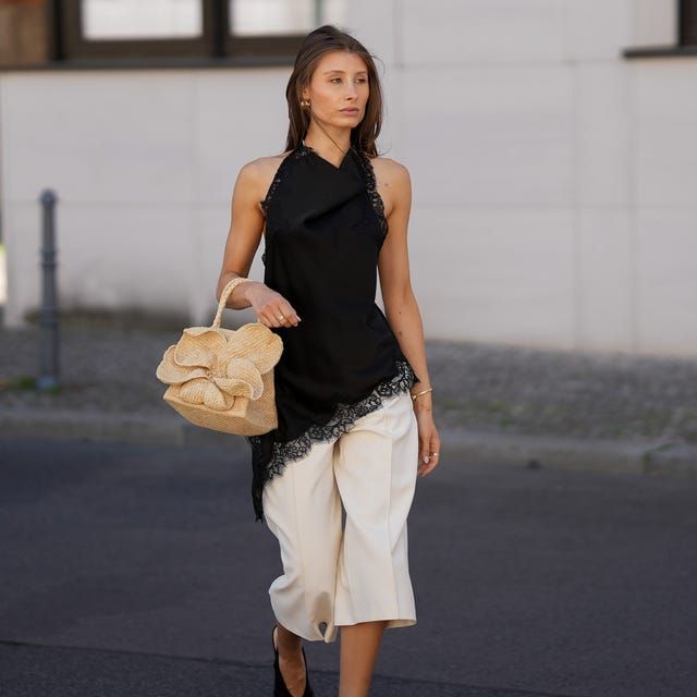 Halterneck Top with Wide-Leg Cropped Pants — Outfits for Long Torso