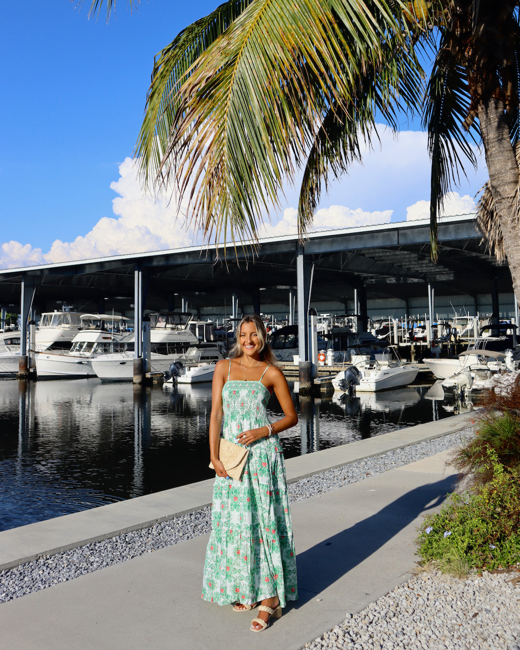 Green Floral Maxi Dress for Marina Events Green Floral Maxi Dress for Marina Events — Florida Outfits