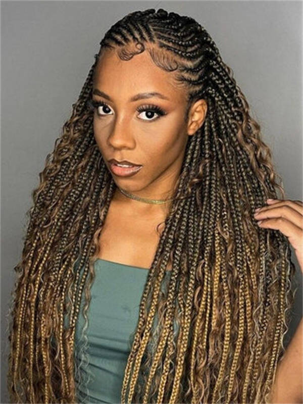 Brown to Blonde Braids with Curly Ends — Colorful Braids