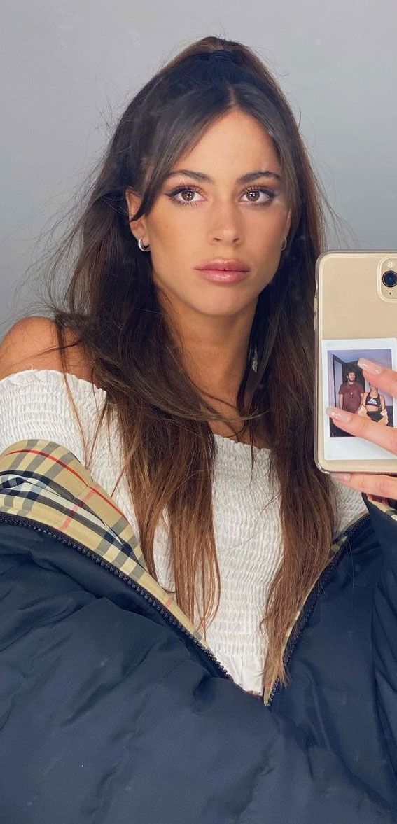 Fine Straight Hair With Curtain Bangs Fine Straight Hair With Curtain Bangs — Half Up Half Down with Bangs