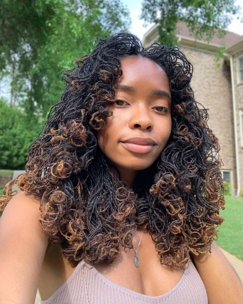 Shoulder Length Sisterlocks With Honey Highlights — Sisterlocks Styles