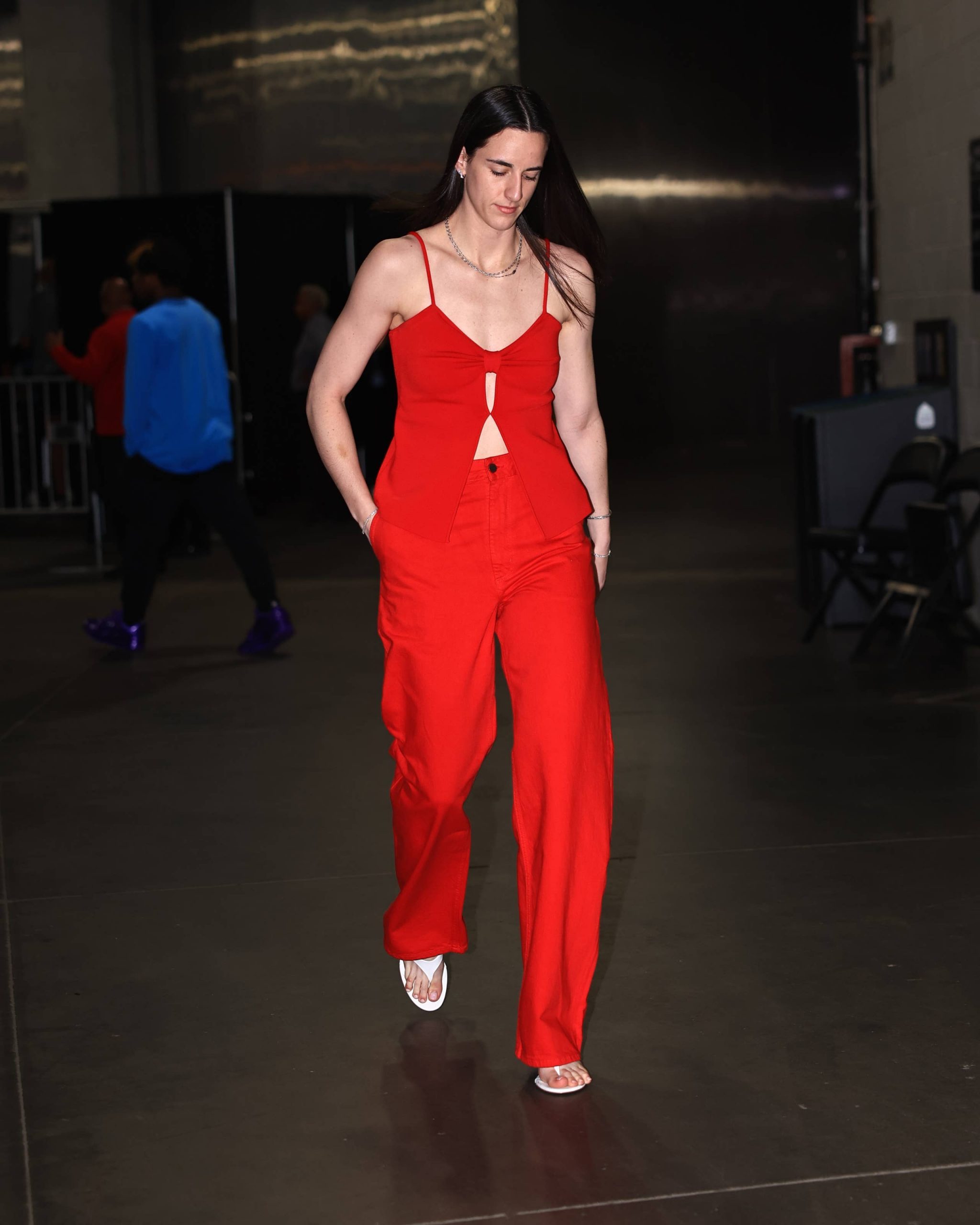 Monochromatic Red Camisole and Wide-Leg Pants for Casual Comfort — Red Outfits