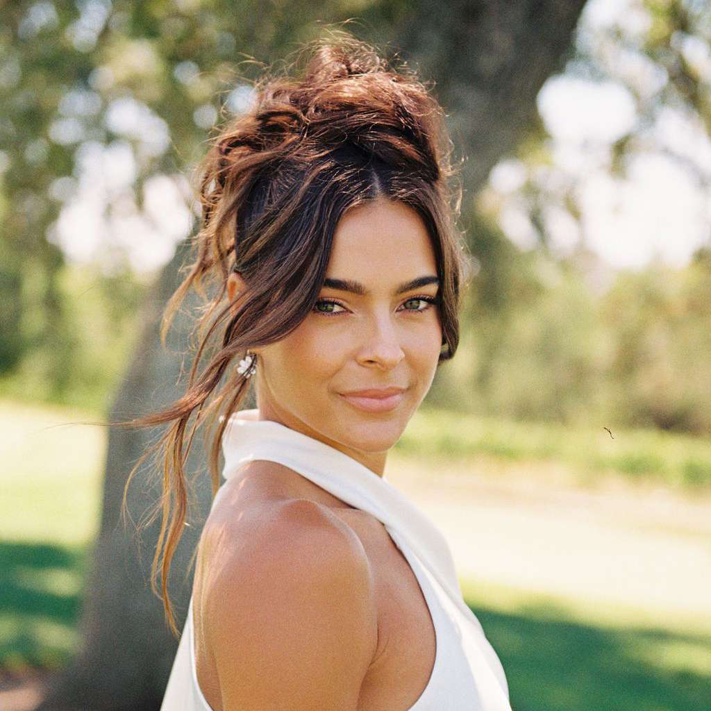 Messy High Updo With Curtain Fringe — Wedding Updos