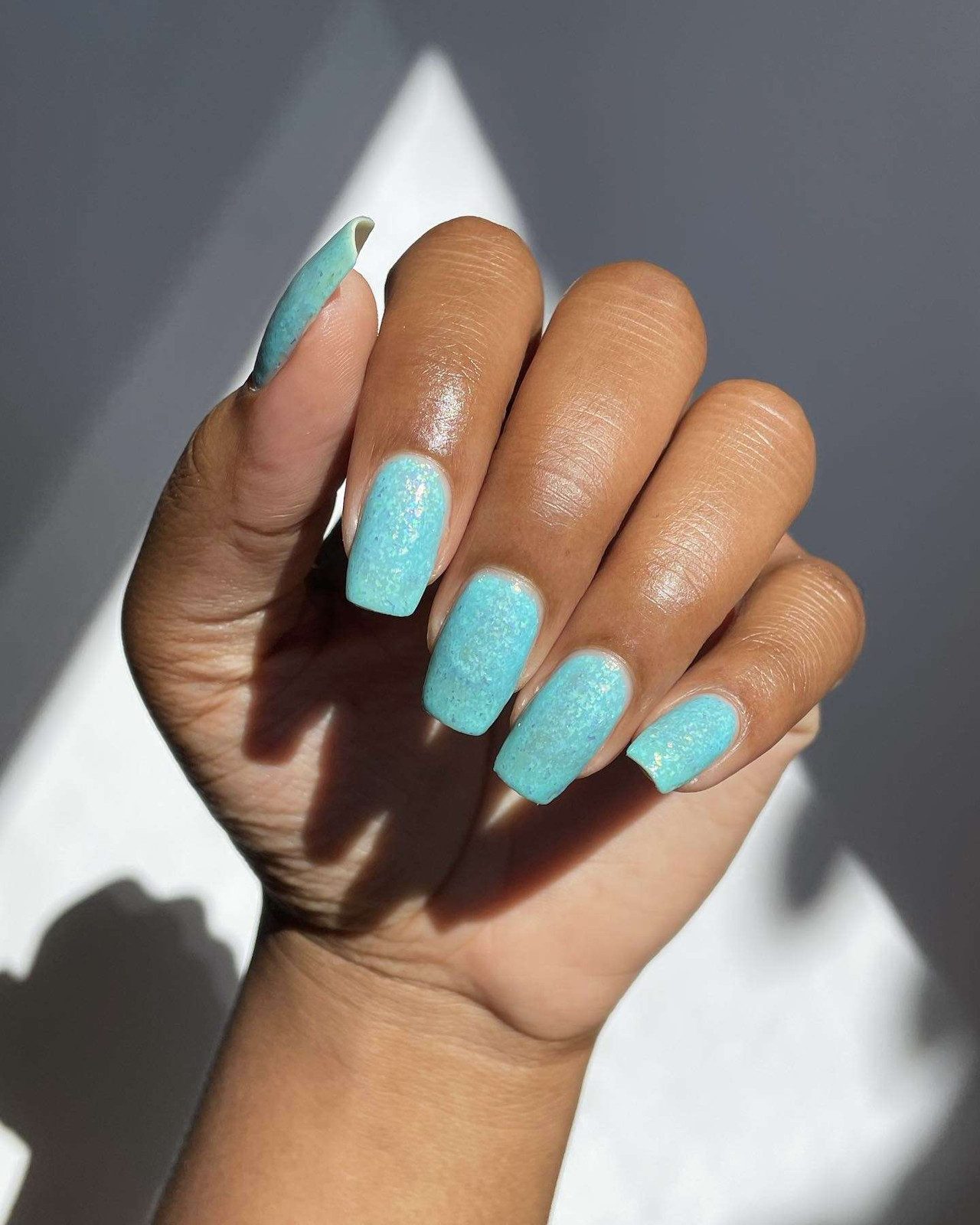 Glitter Visual Idea — Turquoise Nails