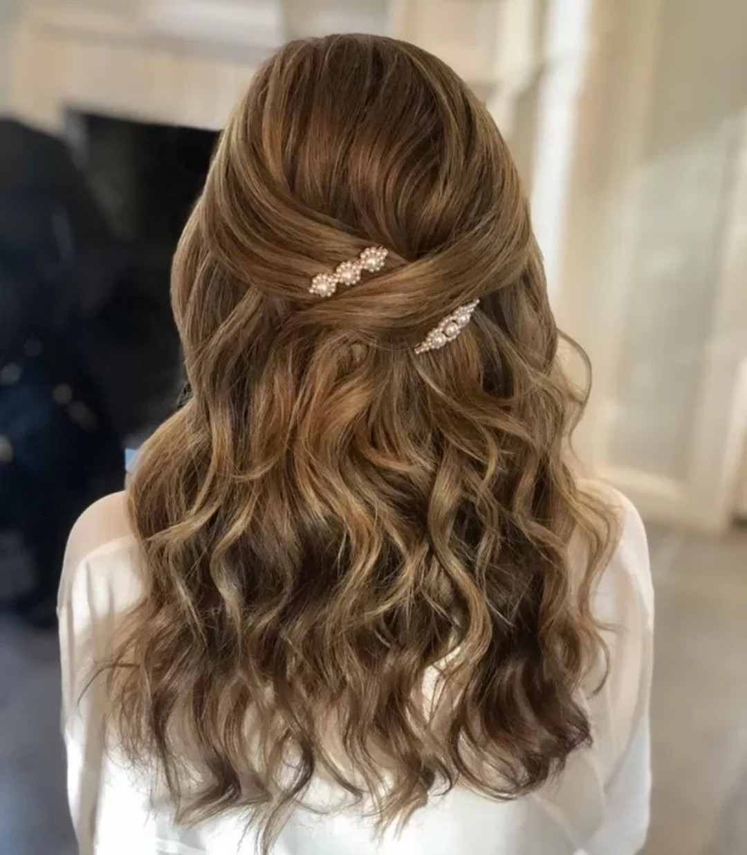 Side-Swept Half Up with Decorative Clips Side-Swept Half Up with Decorative Clips — Half Up Half Down Thin Hair