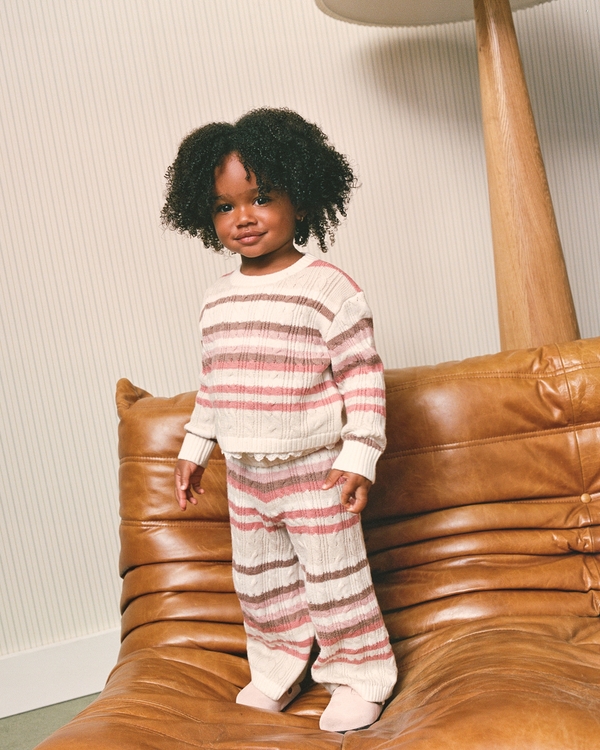 Cozy Striped Knit Sweater and Pants Set with Scalloped Trim Cozy Striped Knit Sweater and Pants Set with Scalloped Trim — Toddler Girl Outfits