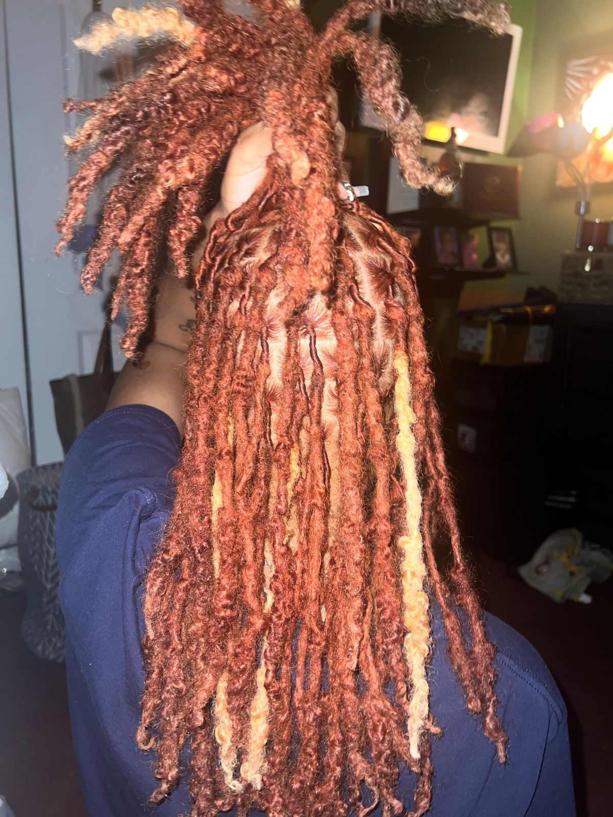 Mid-Back Red and Blonde Highlighted Locs Mid-Back Red and Blonde Highlighted Locs — Red Locs