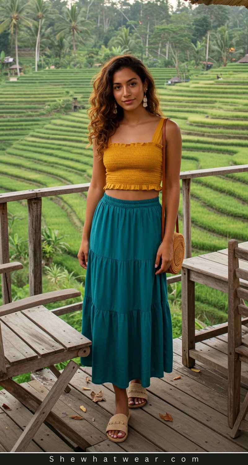 Ruffled Crop Top and Tiered Maxi Skirt — Bali Outfits