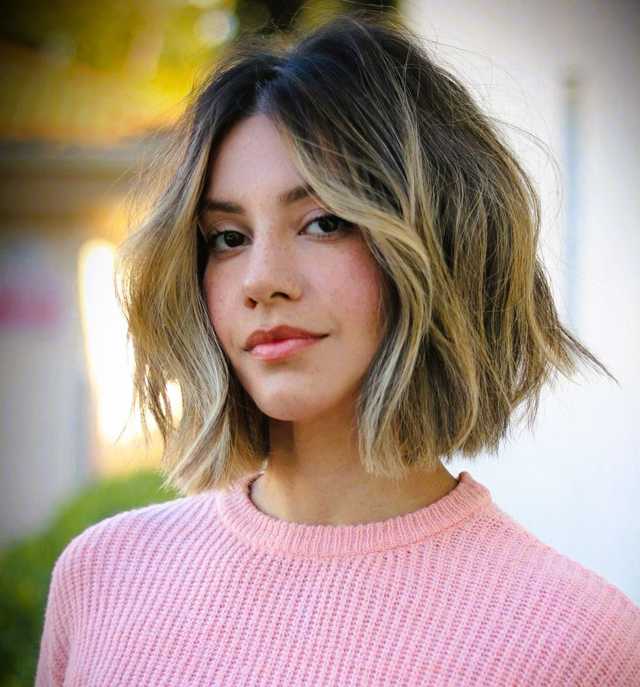 Choppy Layered Bob With Dark Blonde Highlights
