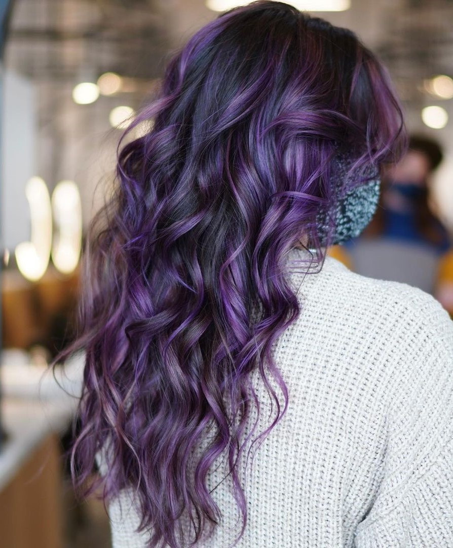 Dark Purple With Violet Highlights Visual Idea — Dark Purple Hair