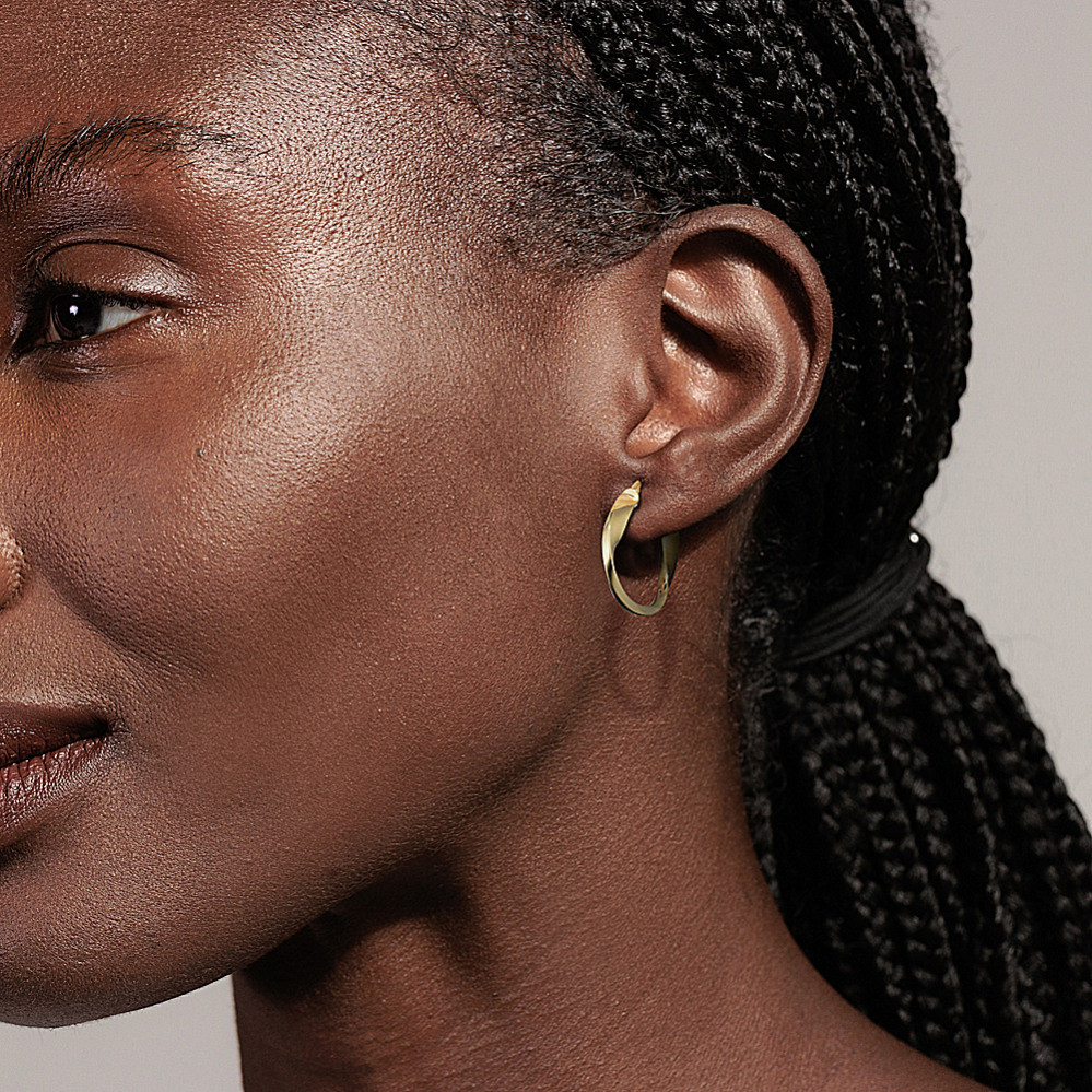 Textured Elegance: Twisted Gold Hoops — Gold Hoops Outfits
