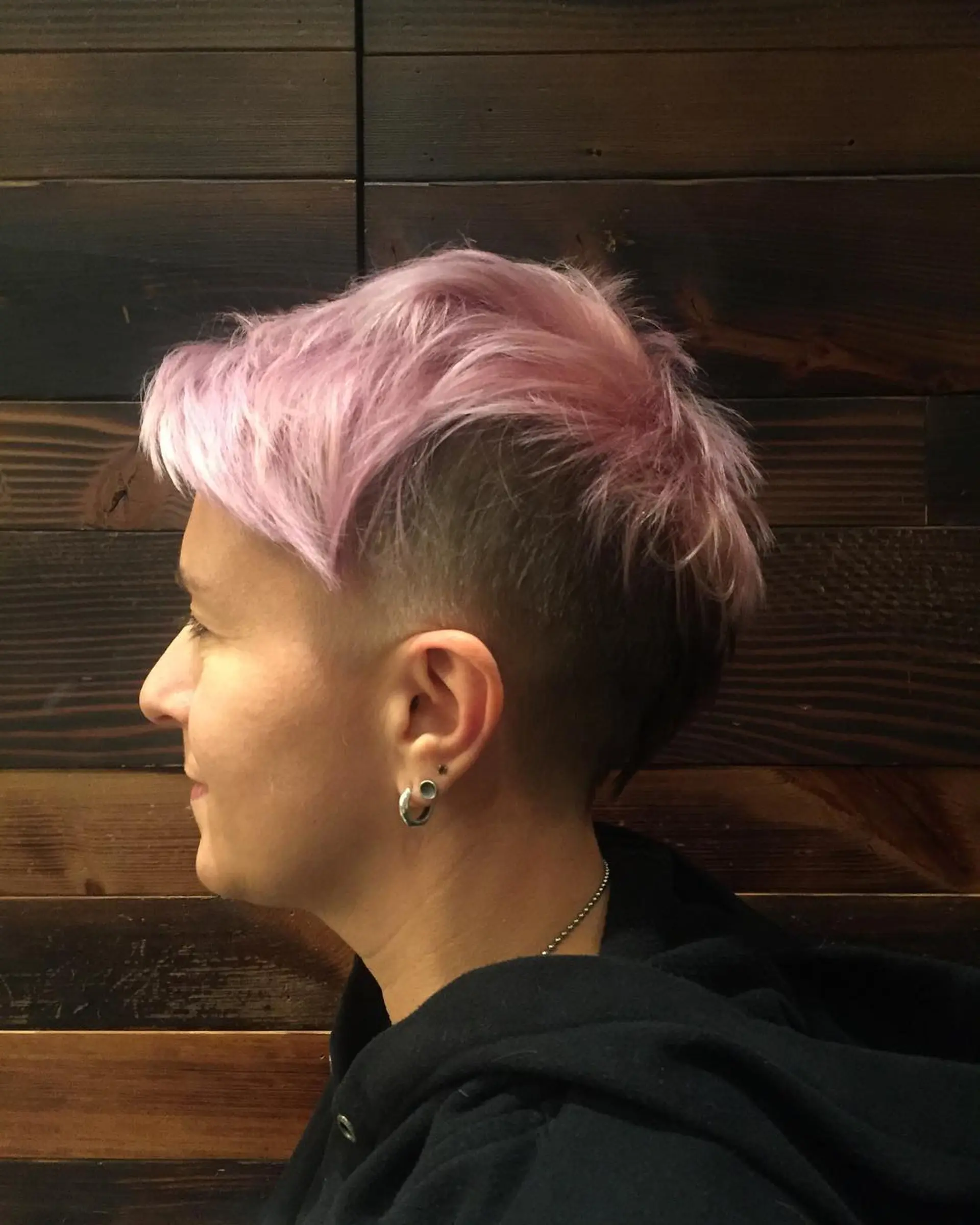 Pastel Pink Pixie With Dark Roots — Undercut Pixie