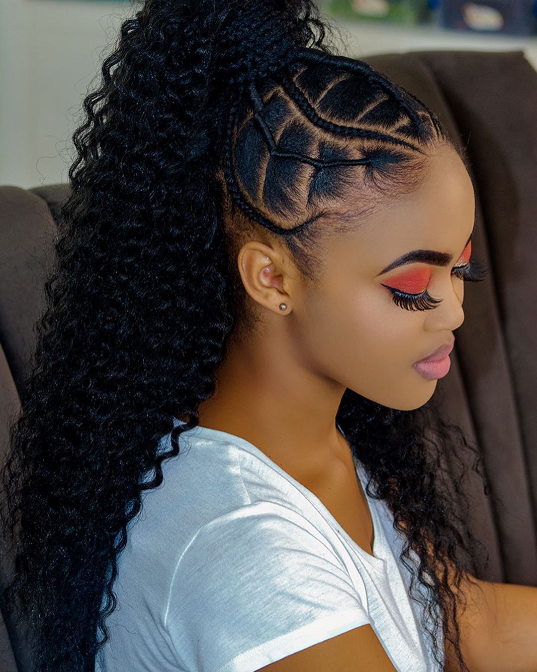 Detailed Braiding At Crown — Braided High Ponytail