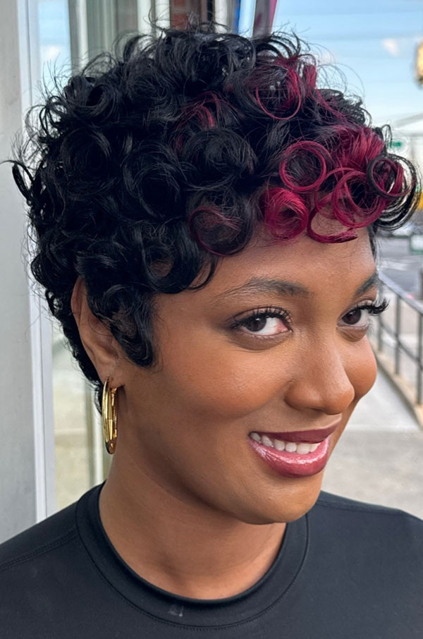 Shoulder Caramel Highlights with Side Bangs Shoulder Caramel Highlights with Side Bangs — Highlights on Black Women