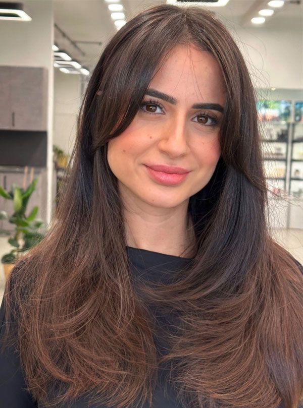 Side-Swept Bangs Visual Idea — Haircuts for Long Faces