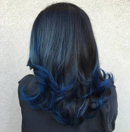 Dark Blue Base With Lighter Blue Dip Dye Visual Idea Dark Blue Base With Lighter Blue Dip Dye Visual Idea — Dip Dye Hair