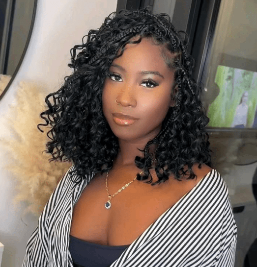 Box Braids With Loose Curls Visual Idea — Bob Braids