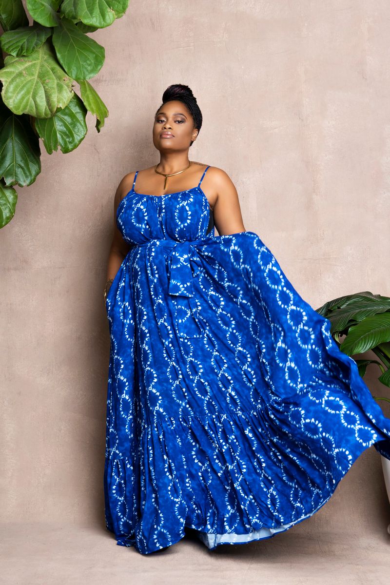 Flowy Empire Waist Maxi Dress with Tie-Dye Print — African Print Dresses