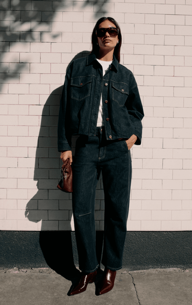 Oversized Denim Jacket with White Tee and Burgundy Boots Oversized Denim Jacket with White Tee and Burgundy Boots — Jean Jacket Outfits
