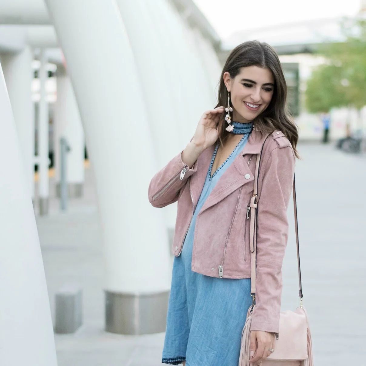 Moto Jacket and Denim Dress: Chic Casual Moto Jacket and Denim Dress: Chic Casual — Denver Outfits