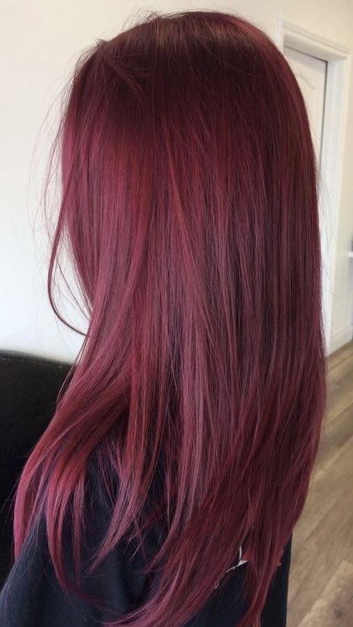 Mid-Back Air Dried Vibrant Cherry Red — Cherry Red Hair