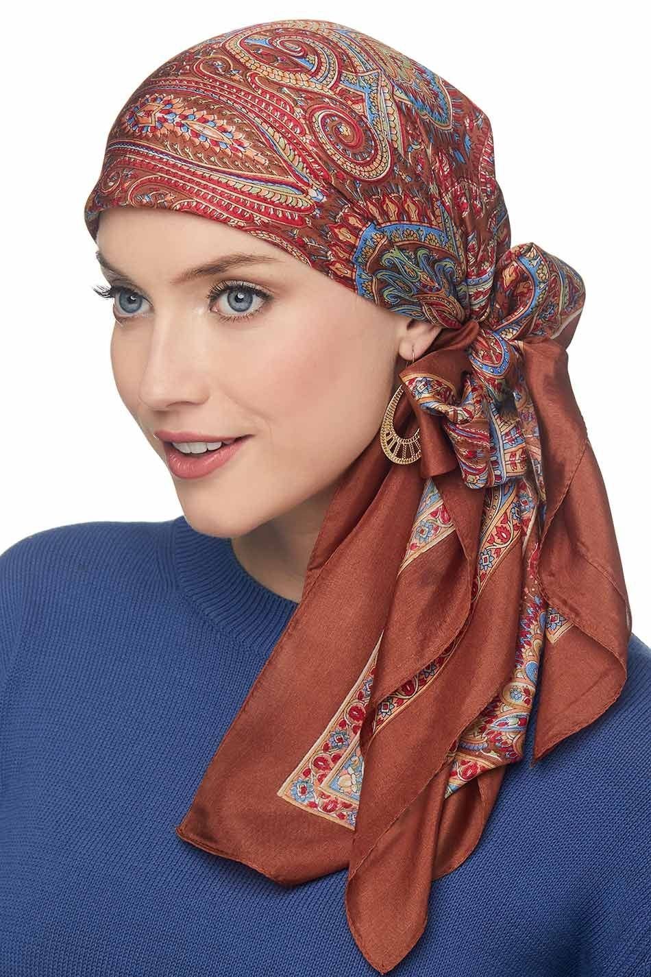 Long Straight Hair Wrapped in Paisley Scarf — Scarf Hairstyles