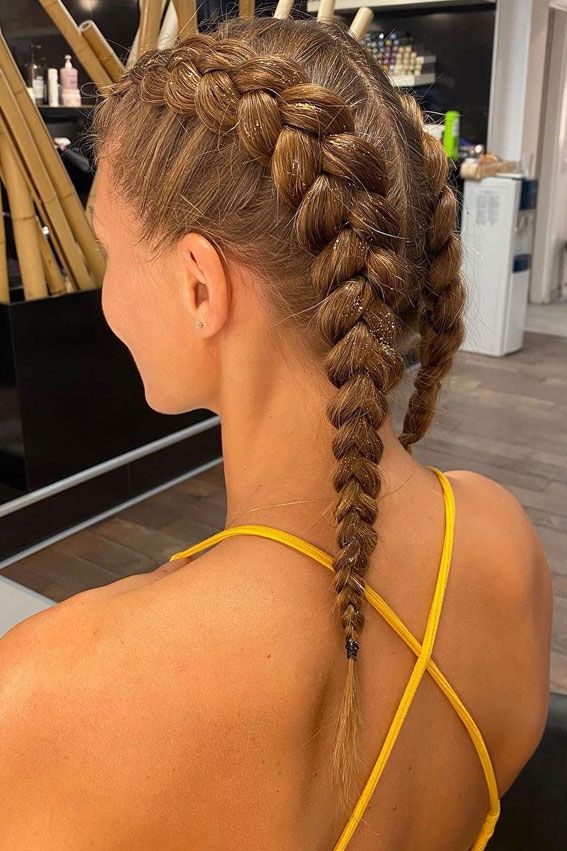 Wavy Dutch Braids with Lighter Highlights — Two Tone Braids