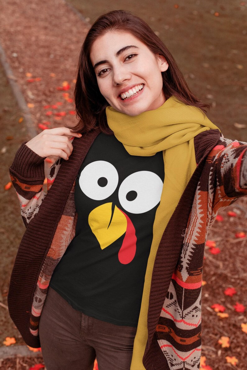 Turkey Graphic T-Shirt with Patterned Cardigan and Scarf — Turkey Outfits