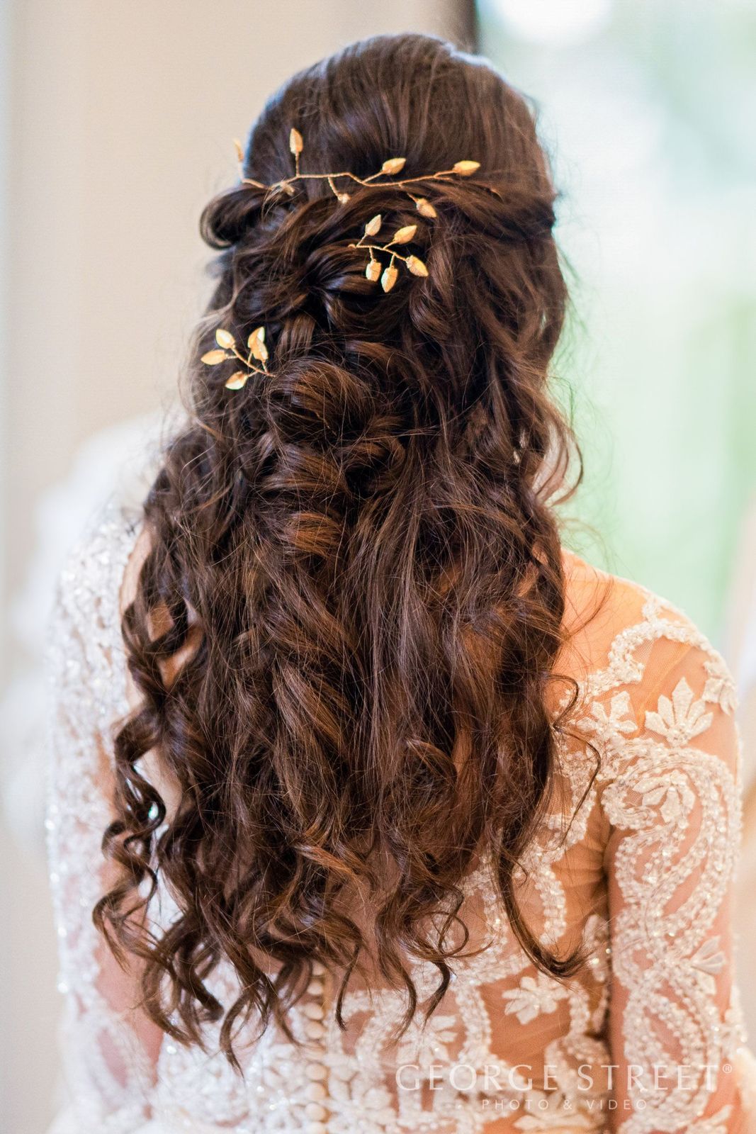Half-Up With Braids and Gold Accents — Wedding Hair Down