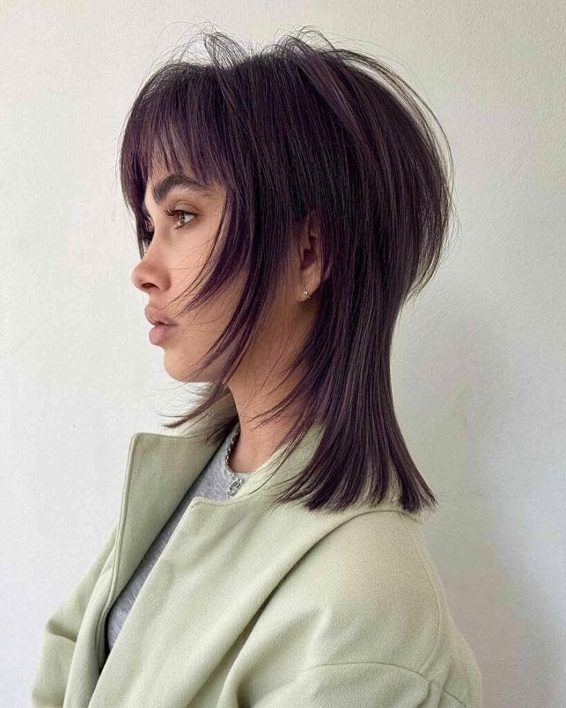 Dark Brown Shag With Purple Undertones — Jellyfish Haircut