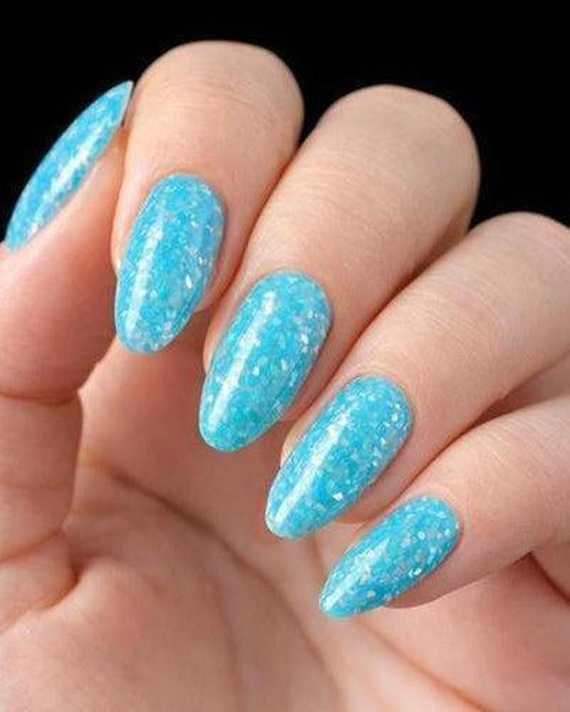 Turquoise Glitter Speckle Shimmer Almond Turquoise Glitter Speckle Shimmer Almond — Glow in the Dark Nails