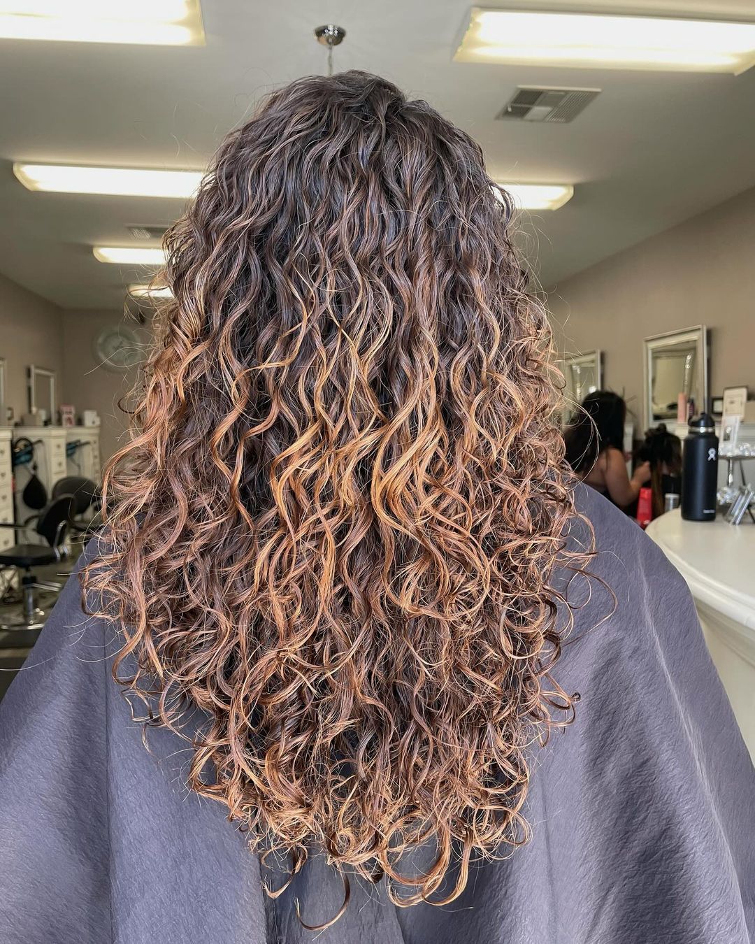 Mid-Back Spiral Curls With Highlights Mid-Back Spiral Curls With Highlights — Spiral Perm