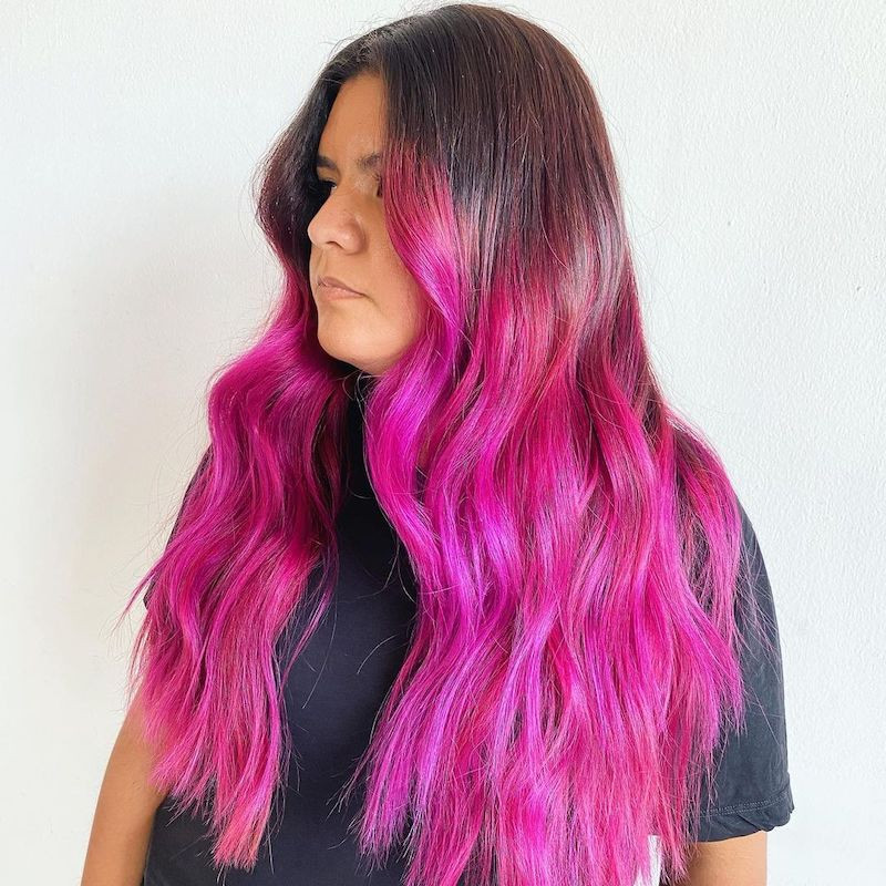 Black To Fuchsia Ombre Waves Black To Fuchsia Ombre Waves — Fuchsia Hair