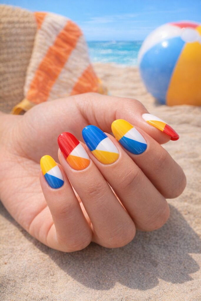 Geometric Color Blocks On All Nails Visual Idea Geometric Color Blocks On All Nails Visual Idea — Color Block Nails